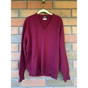 Vintage 60's Brooks Brothers‎ Sweater V-Neck Lambswool Scotland | Red | UK 44 XL